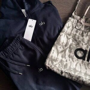Alo Yoga Hoodie & Jogger Set Navy Blue Women Size M